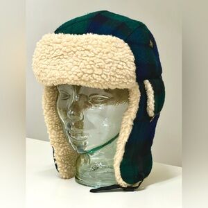 Unisex XL Mad Bomber Blue Green Blackwatch Tartan Plaid Warm Winter Hat